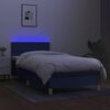 vidaXL Cama box spring c/ colch&atilde;o e LED 90x200 cm tecido azul
