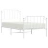 vidaXL Estrutura de cama com cabeceira e p&eacute;s 90x190 cm metal branco