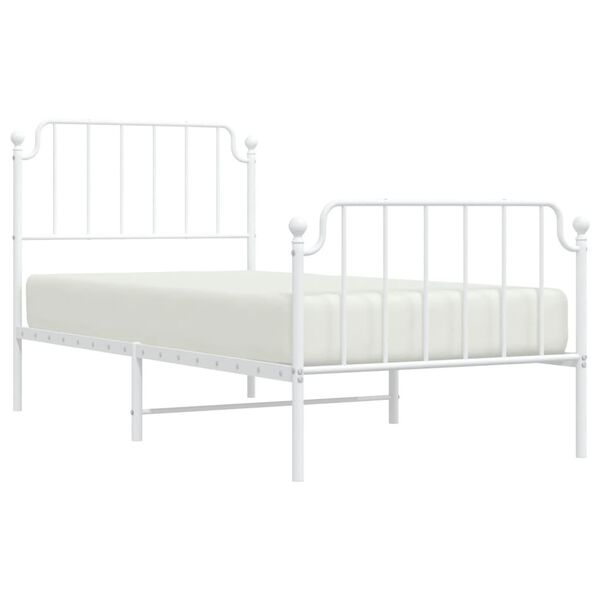vidaXL Estrutura de cama com cabeceira e p&eacute;s 90x190 cm metal branco
