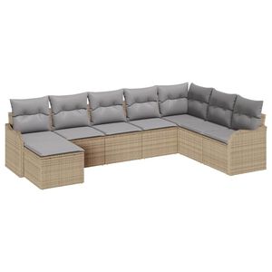 vidaXL Conjunto de Sof&aacute; de Jardim 8 unid. Bege vime PE