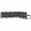 vidaXL 7 pcs conjunto lounge de jardim c/ almofad&otilde;es vime PE cinzento