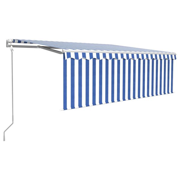 vidaXL Toldo autom&aacute;tico c/ estore/LED/sensor de vento 4x3m azul/branco