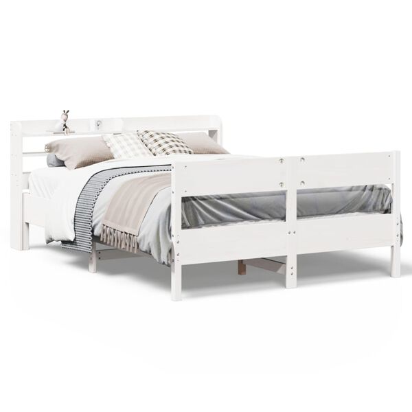 vidaXL Cama sem colchão 150x200 cm madeira de pinho maciça branco