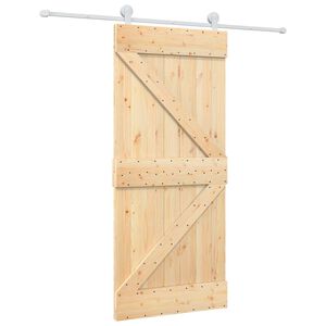 vidaXL Porta Deslizante 90 x 210 cm Madeira de Pinho Maci&ccedil;a