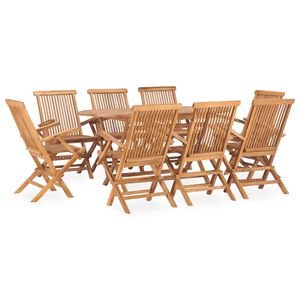vidaXL 9 pcs conjunto jantar dobr&aacute;vel p/ exterior madeira teca maci&ccedil;a