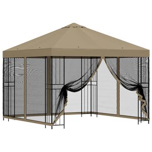 vidaXL Gazebo de Jardim com Laterais 3 x 3 m Bege Poli&eacute;ster e A&ccedil;o