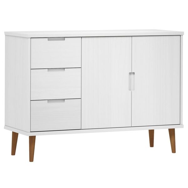 vidaXL Aparador MOLDE 113x40x80 cm pinho maci&ccedil;o branco