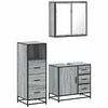 vidaXL 3 pcs Conjunto m&oacute;veis casa de banho madeira proc. cinza sonoma