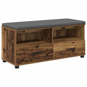 vidaXL Banco de Hall com almofada Madeira antiga 100 x 38 x 46 cm