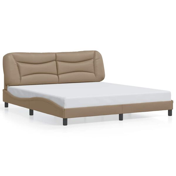 vidaXL Estrutura de cama sem colch&atilde;o Hvar 180x200 cm couro artificial cappuccino