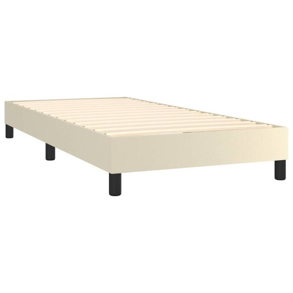 vidaXL Cama com molas/colch&atilde;o 90x200 cm couro artificial cor creme