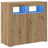 vidaXL Aparador com LED 80x35x75 cm deriv. madeira carvalho artisiano