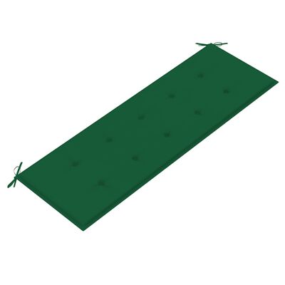 vidaXL Banco de jardim c/ almofadão verde 150 cm teca maciça