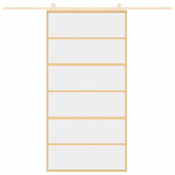 vidaXL Porta deslizante 102,5x205 cm vidro ESG/alum&iacute;nio dourado