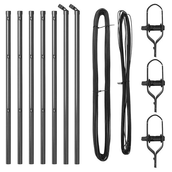 vidaXL Poste de Cerca 7 pcs Cinzeto A&ccedil;o
