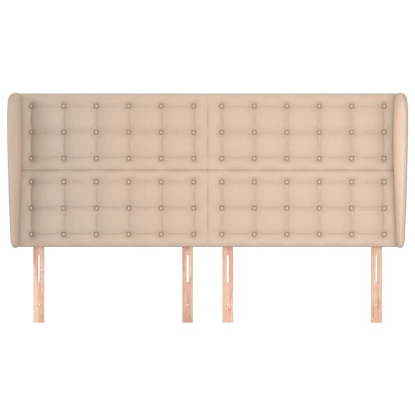 vidaXL Cabeceira cama c/ abas couro artif. 183x23x118/128cm cappuccino