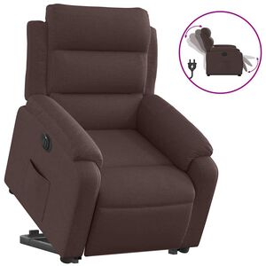 vidaXL Poltrona reclin&aacute;vel elevat&oacute;ria el&eacute;trica tecido castanho-escuro