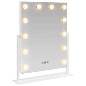 vidaXL Espelho de Maquiagem LED Branco 44 x 10 x 53 cm Vidro e A&ccedil;o