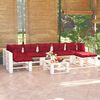 vidaxL Conjunto lounge de paletes p/ jardim 8 pcs c/ almofad&otilde;es pinho