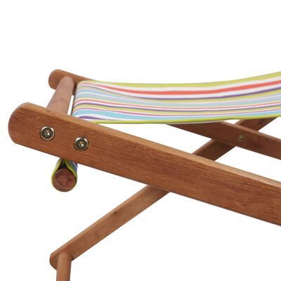vidaXL Cadeira de praia dobrável tecido estrutura madeira multicolor