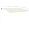 vidaXL Toldo autom&aacute;tico com LED e sensor de vento 400x350 cm cor creme