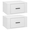 vidaXL Mesas de cabeceira parede 2 pcs 50x36x25 cm branco brilhante