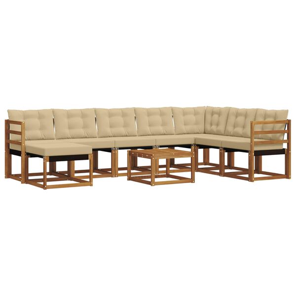 vidaXL Conjunto de Sof&aacute;s para Exterior 9 pcs Natural e Bege