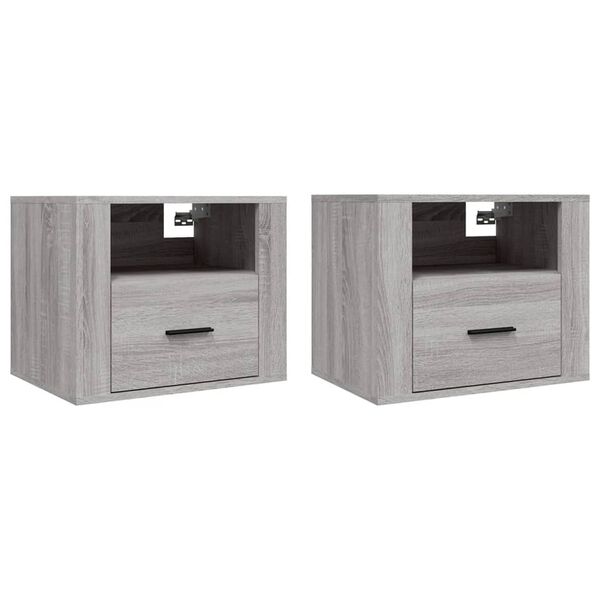 vidaXL Mesas de cabeceira parede 2 pcs 50x36x40 cm cinzento sonoma