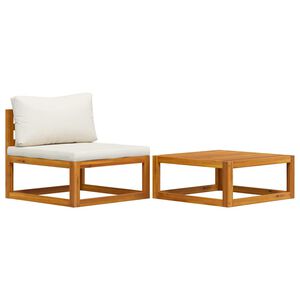 vidaXL 2 pcs conjunto de sof&aacute;s de jardim com almofad&atilde;o ac&aacute;cia maci&ccedil;a