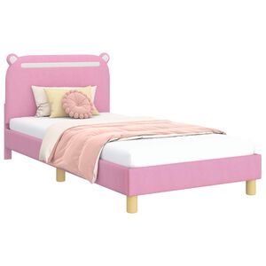vidaXL Estrutura de Cama Infantil com Cabeceira Rosa 90 x 190 cm