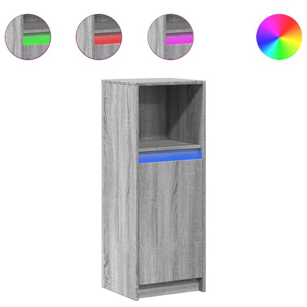 vidaXL Aparador com luzes LED derivados de madeira cinzento sonoma