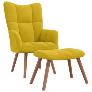 vidaXL Cadeira de descanso com banco veludo amarelo mostarda