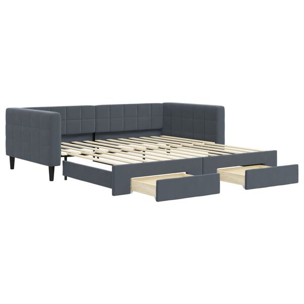 vidaXL Sof&aacute;-cama c/ gavet&atilde;o e gavetas 100x200cm veludo cinzento-escuro