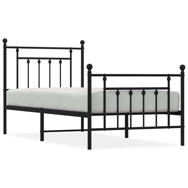 vidaXL Estrutura de cama com cabeceira e p&eacute;s 80x200 cm metal preto