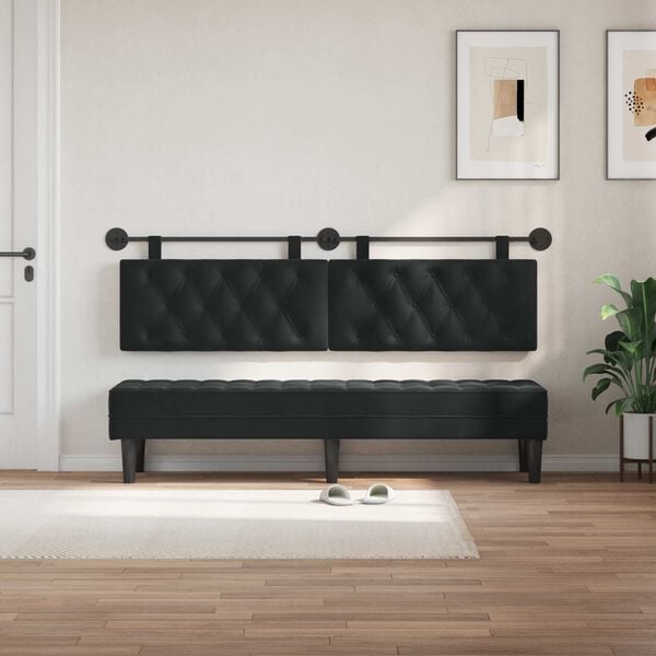 vidaXL Cabeceira Suspensa Preto 170 x 55 x 7 cm Veludo