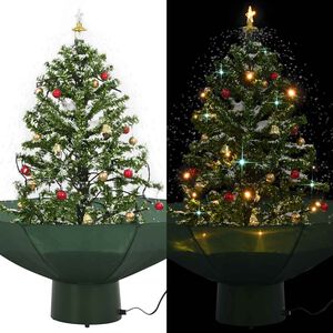vidaXL &Aacute;rvore de Natal com neve base formato guarda-chuva 75 cm verde