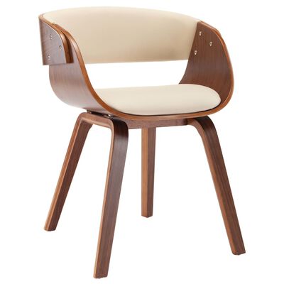 vidaXL Cadeira de jantar madeira curvada e couro artificial cor creme