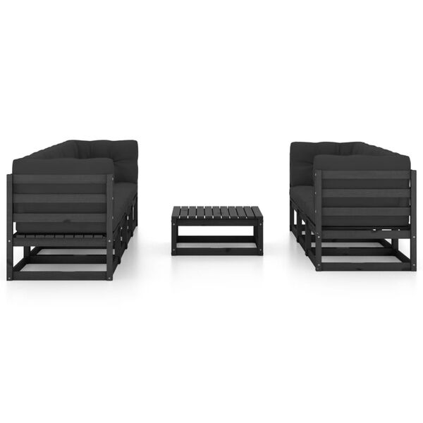 vidaXL 8 pcs conjunto longue de jardim c/ almofad&otilde;es pinho maci&ccedil;o