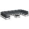 vidaXL Conjunto de Sof&aacute; de Jardim 11 unid. Preto Alum&iacute;nio