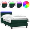 vidaXL Cama box spring c/ colch&atilde;o e LED 100x220 cm veludo verde-escuro