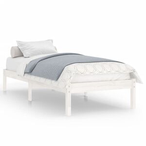 vidaXL Estrutura de cama 90x200 cm pinho maci&ccedil;o branco
