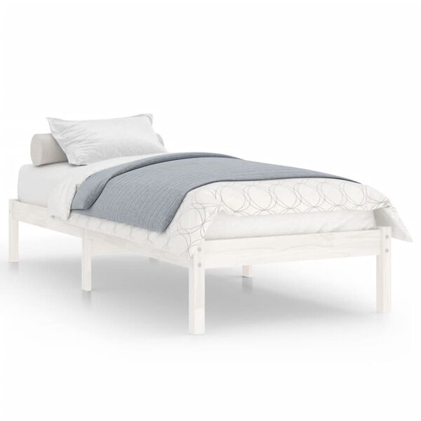 vidaXL Estrutura de cama 90x200 cm pinho maci&ccedil;o branco