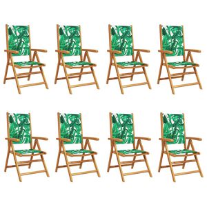 vidaXL Cadeiras jardim reclin. 8 pcs tecido/madeira maci&ccedil;a verde