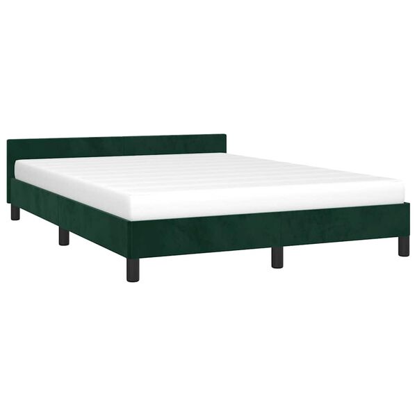 vidaXL Estrutura de cama sem colch&atilde;o 140x200 cm veludo verde-escuro