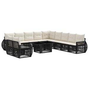 vidaXL Conjunto de Sof&aacute; de Jardim 12 unid. Preto e Branco Creme