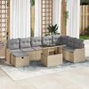 vidaXL Conjunto de Sof&aacute; de Jardim 9 pcs Bege Rattan Sint&eacute;tico