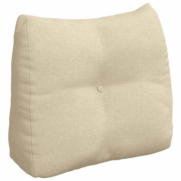 vidaXL Travesseiro para Costas Creme 60 x 24 x 50 cm tecido