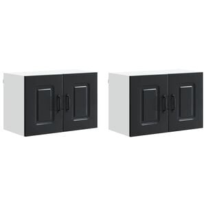 vidaXL Painel de lava-lou&ccedil;a Kalmar 2 unid. Preto Derivados de Madeira