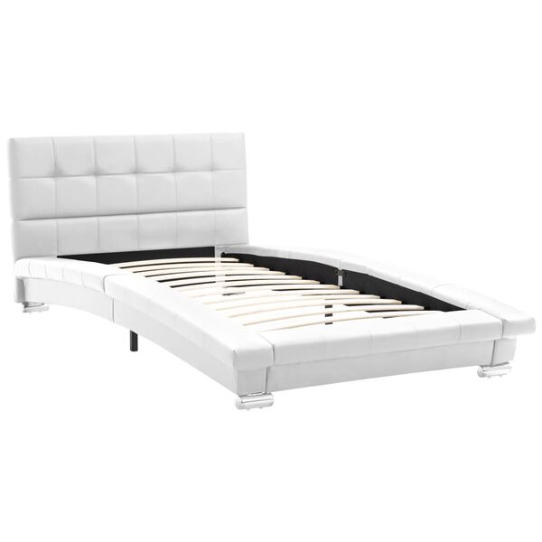 vidaXL Estrutura de cama 200x90 cm couro artificial branco