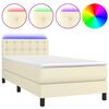 vidaXL Cama box spring c/ colch&atilde;o/LED 100x200cm couro artificial creme